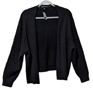 Lane Bryant cardigan black open front with lacy knit sleeves size 22/24